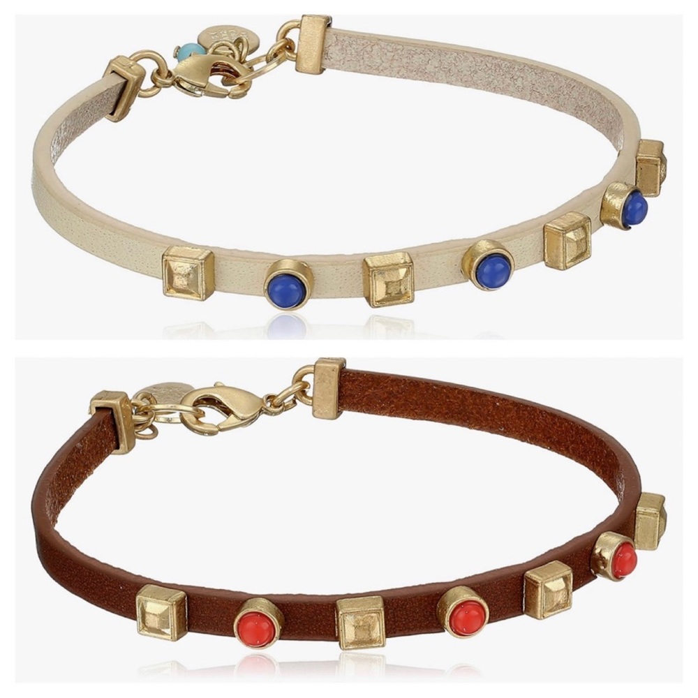 Nine West Vintage America Story Flow Worn Leather Flex Bracelets (2)